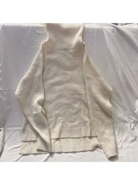 Dynamite Cozy Oversized Turtleneck Sweater Ribbed Cream Small